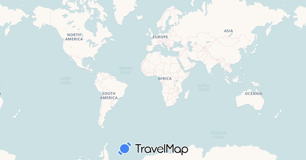 TravelMap itinerary: driving, bus, plane, cycling, train, hiking, boat in Australia, Switzerland, Cambodia, Laos, New Caledonia, New Zealand, Thailand (Asia, Europe, Oceania)